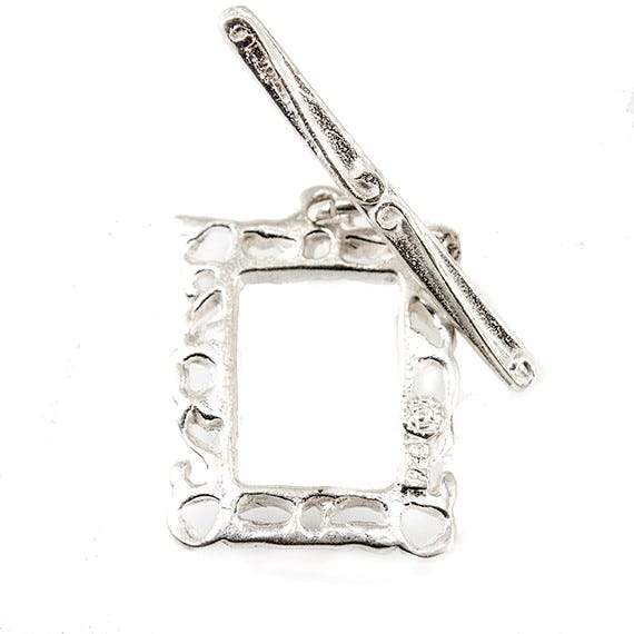 18x14mm Sterling Silver Filigree Frame Toggle Finding 1 per - Beadsofcambay.com