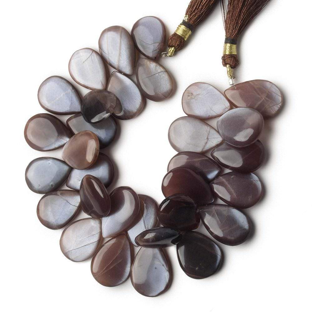 18x15-23x16mm Chocolate Moonstone plain pear beads 8 inch 32 pieces - Beadsofcambay.com