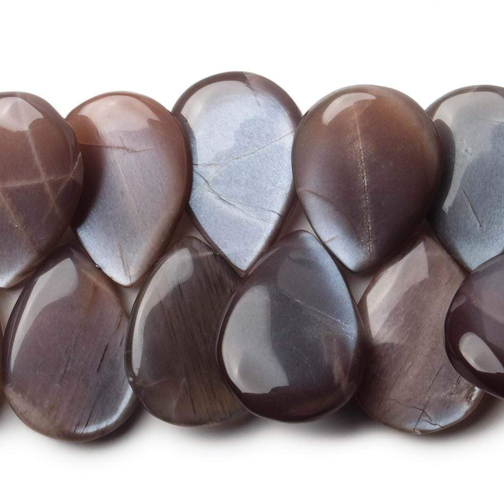 18x15-23x16mm Chocolate Moonstone plain pear beads 8 inch 32 pieces - Beadsofcambay.com