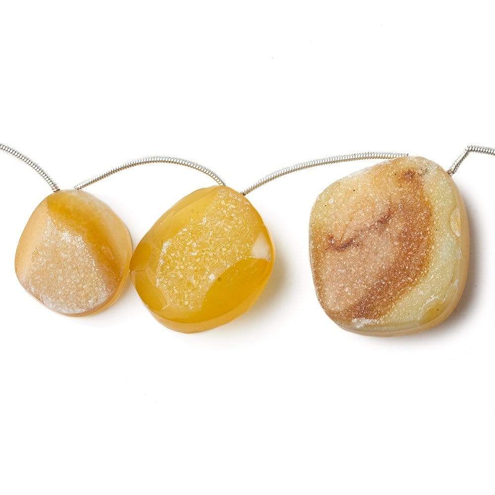 18x15-31x18mm Sunset Yellow Agate Drusy Freeform Beads 11 pieces - Beadsofcambay.com