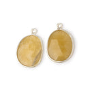 18x15mm .925 Silver Bezel Yellow Beryl Faceted Freeform Set of 2 Pendants - Beadsofcambay.com