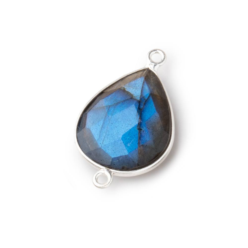 18x15mm Silver Bezeled Labradorite Faceted Pear Focal Bead 1 piece - Beadsofcambay.com