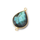 18x15mm Vermeil Bezeled Labradorite Faceted Pear Connector 1 Focal Bead - Beadsofcambay.com