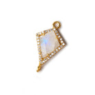 18x15mm Vermeil CZ Bezel Rainbow Moonstone Kite Connector 1 piece - Beadsofcambay.com