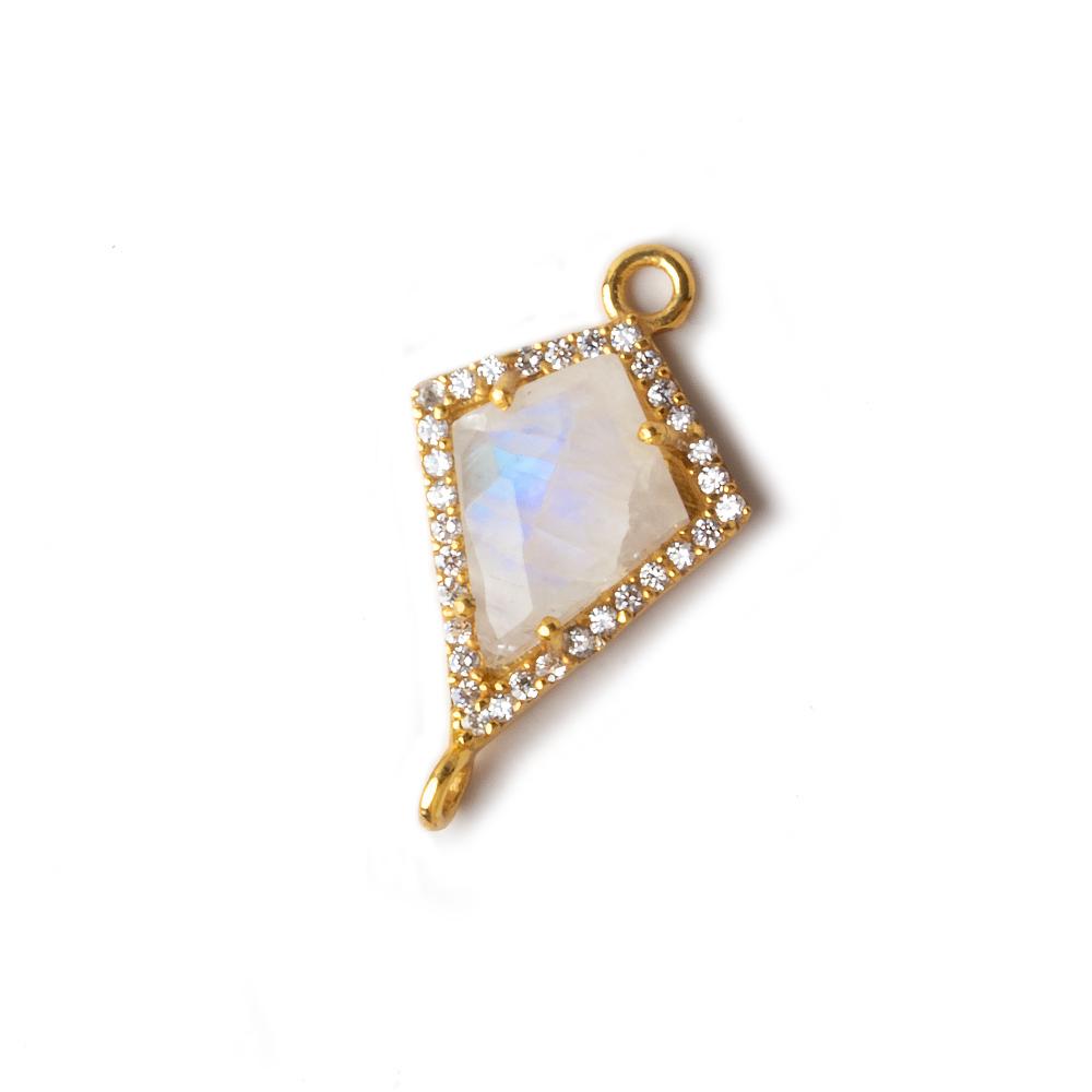 18x15mm Vermeil CZ Bezel Rainbow Moonstone Kite Connector 1 piece - Beadsofcambay.com