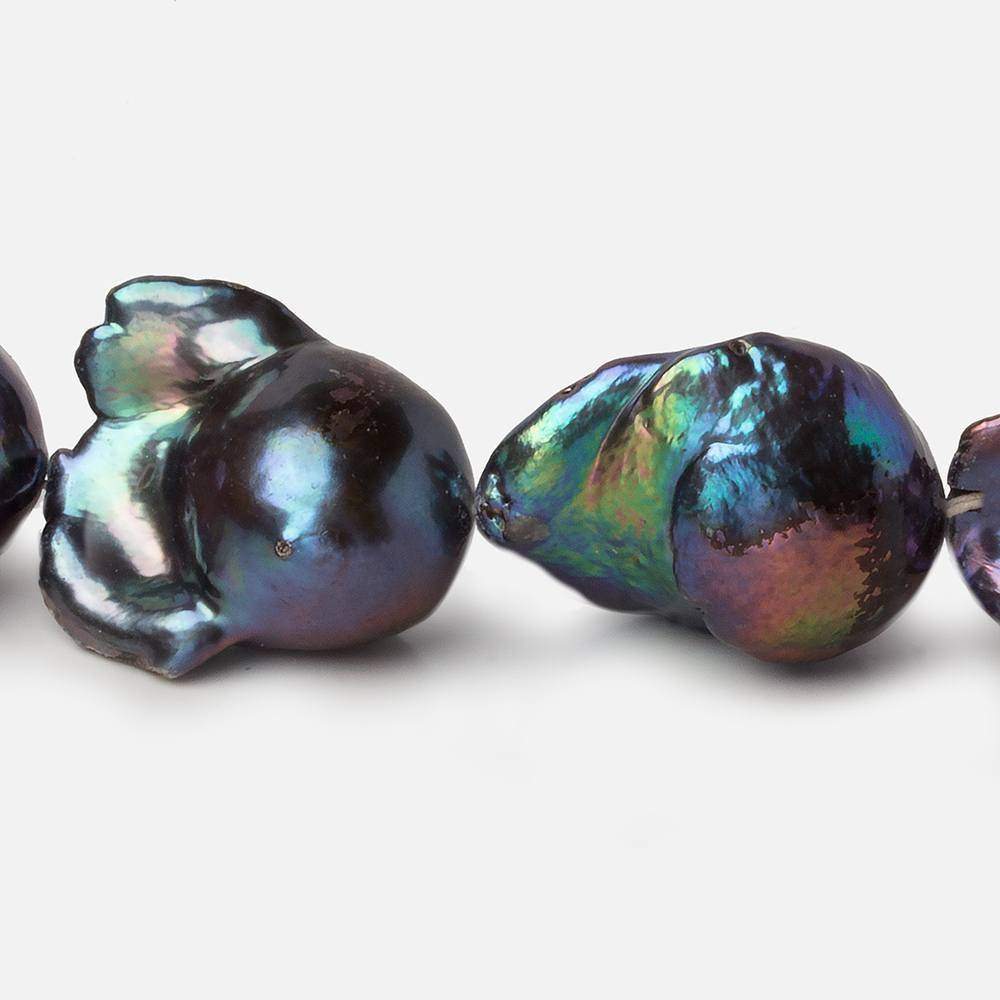 18x16-23x17mm Peacock Ultra Baroque Freshwater Pearl 16 inch 17 pieces A - Beadsofcambay.com