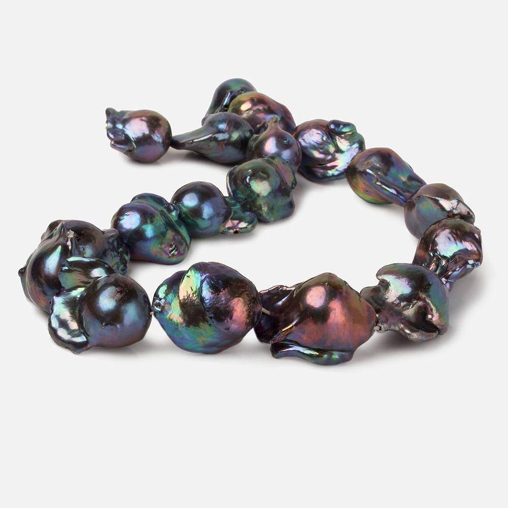 18x16-23x17mm Peacock Ultra Baroque Freshwater Pearl 16 inch 17 pieces A - Beadsofcambay.com