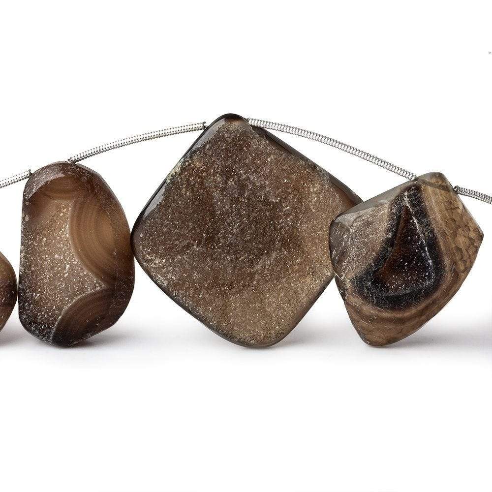 18x16-36x36mm Tri-Color Brown Drusy Freeform Beads 7 inch 7 pieces - Beadsofcambay.com