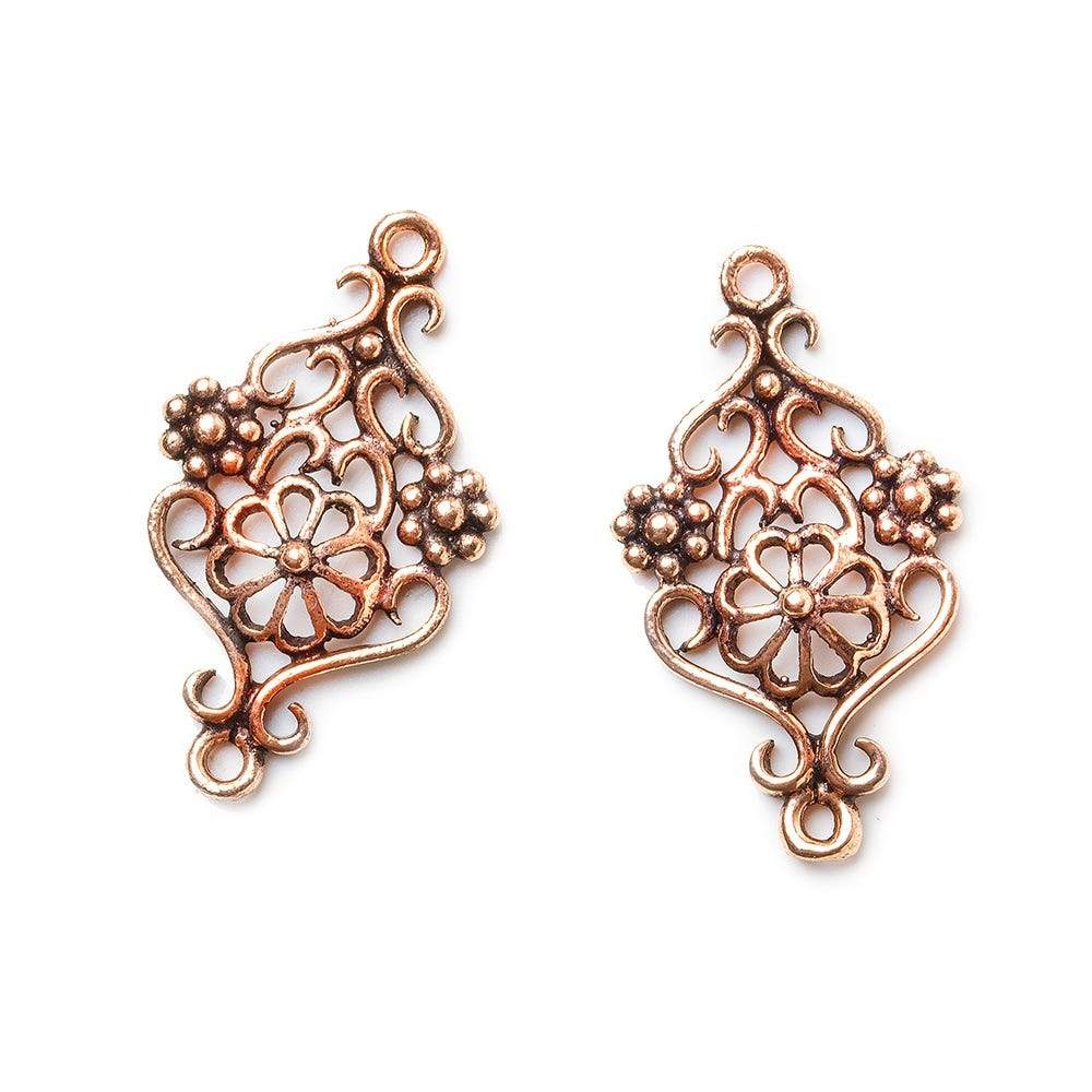 18x16mm Copper Connector Floral Design Set of 2 - Beadsofcambay.com