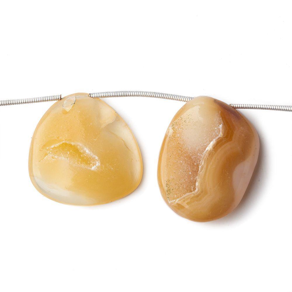 18x17-27x21mm Creme Brulee Yellow Agate Drusy Freeform Beads 5 pieces - Beadsofcambay.com