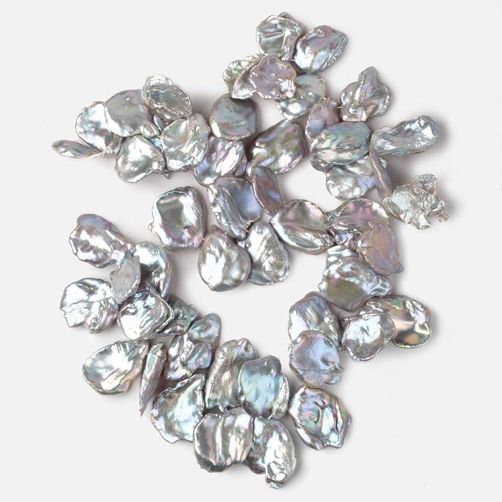 18x18-30x19mm Silver Peacock Ultra Keshi Freshwater Pearls 18 inch 51 pcs AAA - Beadsofcambay.com