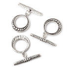 18x18mm Antiqued Sterling Silver Moroccan Granulated Bead Design Toggle 1 piece - Beadsofcambay.com