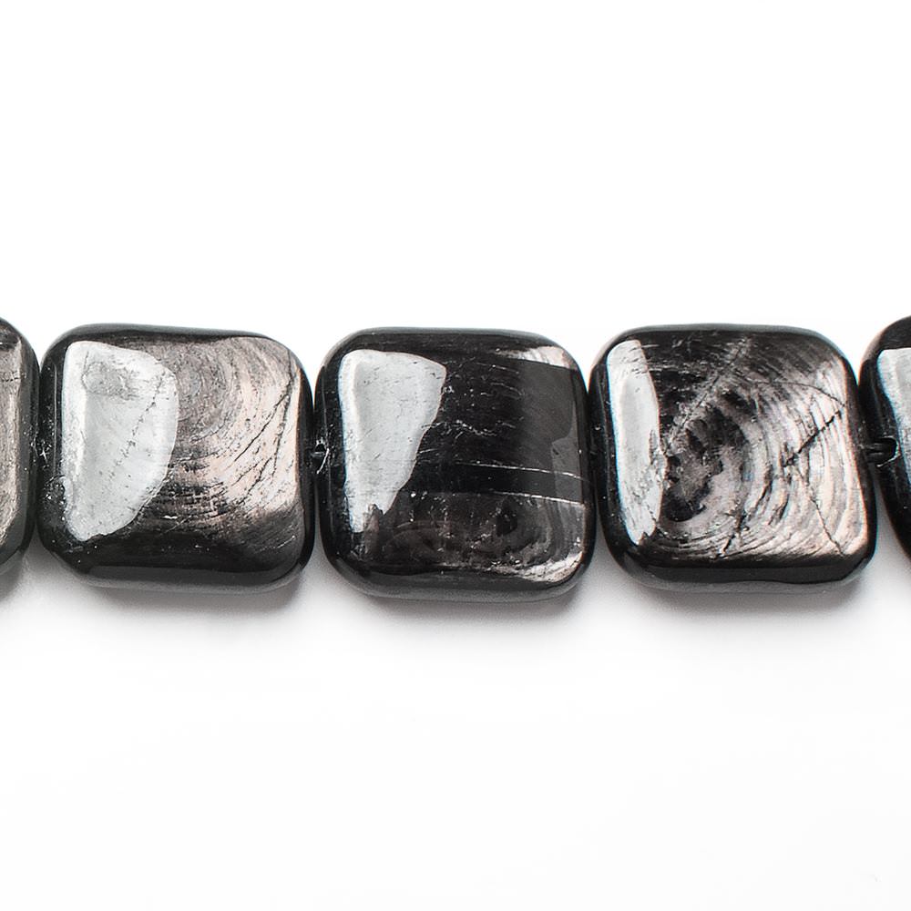 18x18mm Hypersthene plain pillow beads 16 inch 22 pieces AA - Beadsofcambay.com
