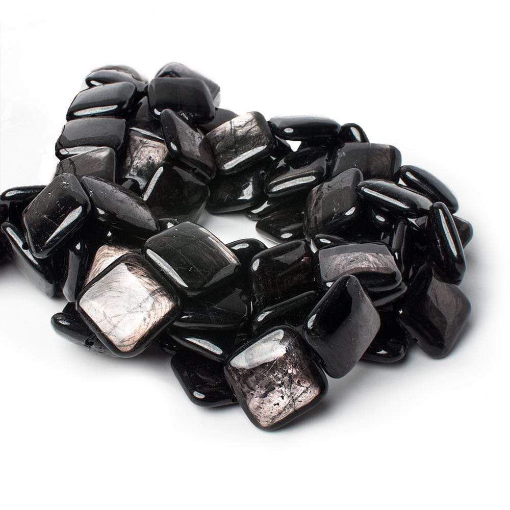 18x18mm Hypersthene plain pillow beads 16 inch 22 pieces AA - Beadsofcambay.com