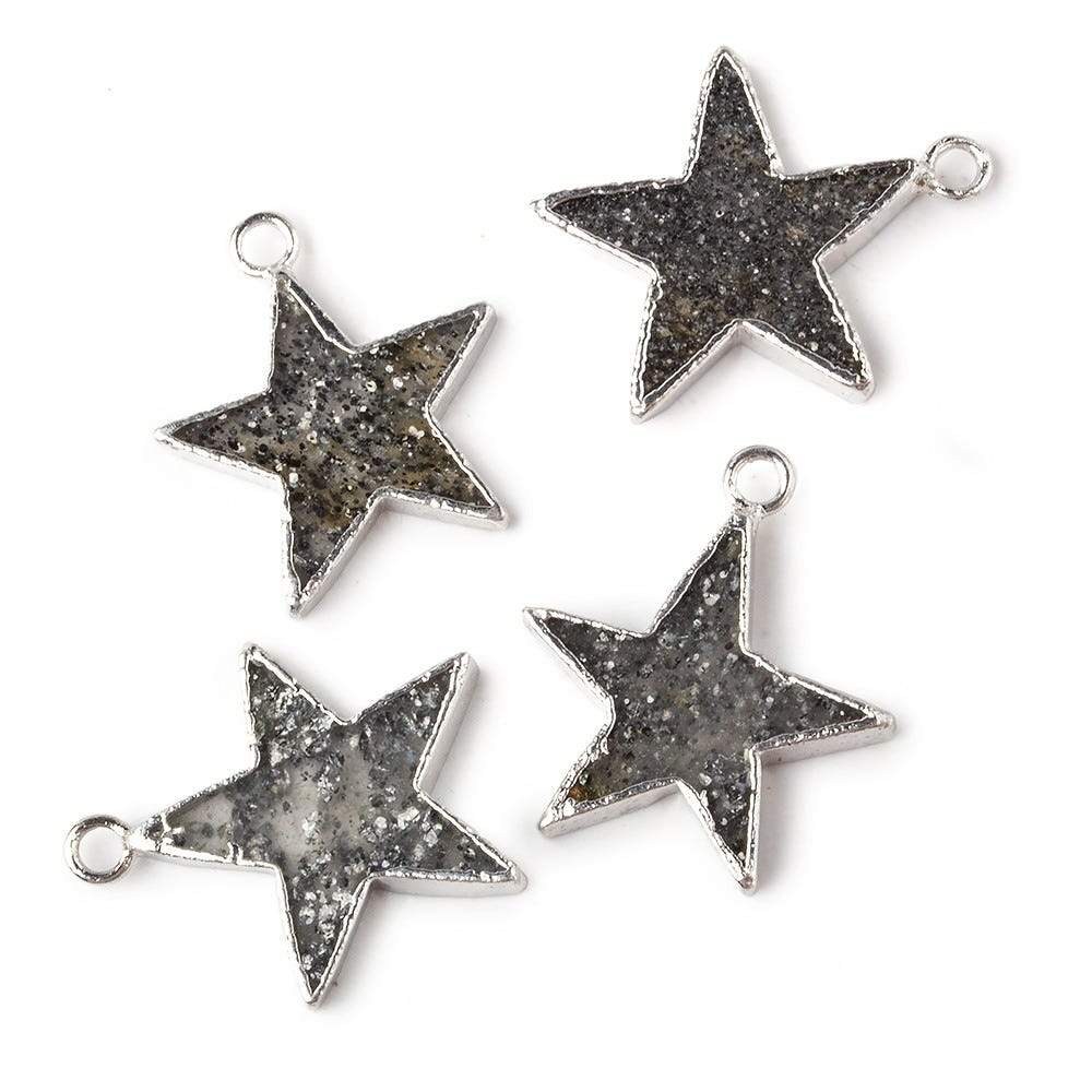 18x18mm Silver Leafed Celestial Quartz Star Pendant 1 focal bead - Beadsofcambay.com