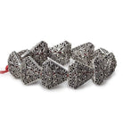 18x18x18mm Antiqued Sterling Silver Plated Copper Filigree and Miligrain Triangle 8 inch 11 pcs - Beadsofcambay.com