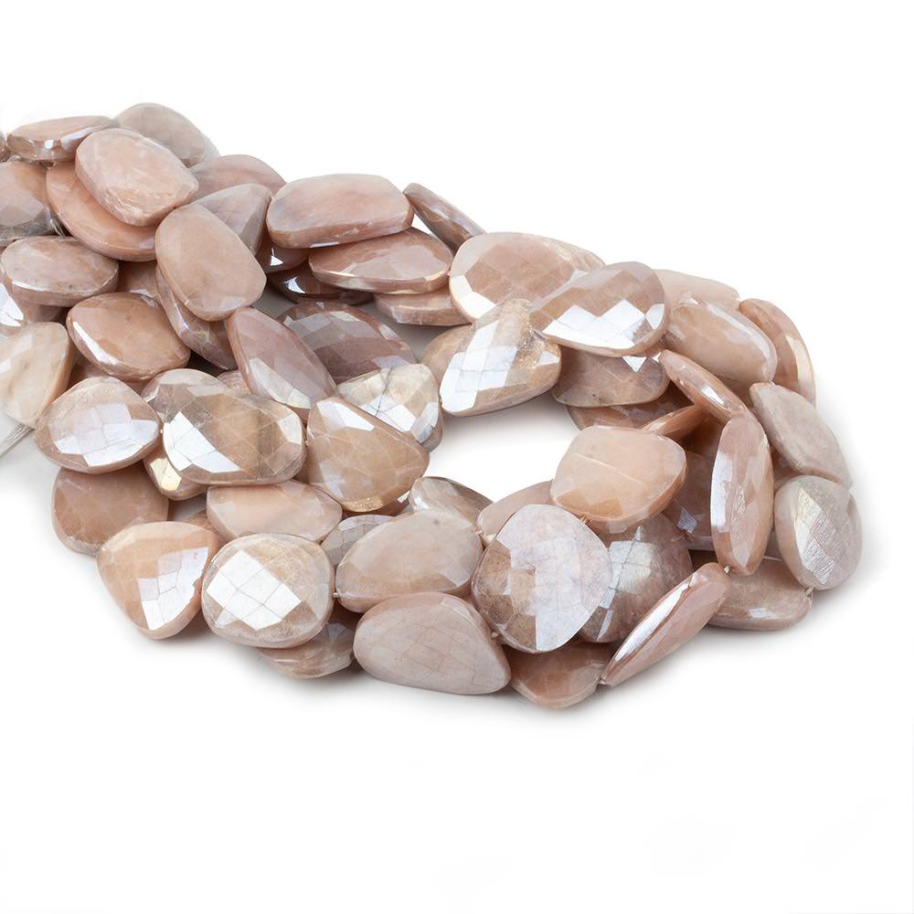 18x19-25x17mm Mystic Peach Moonstone Faceted Flat Nuggets 13.5 inch 15 beads - Beadsofcambay.com