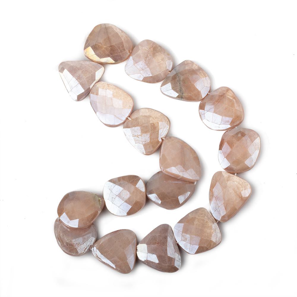 18x19-25x17mm Mystic Peach Moonstone Faceted Flat Nuggets 13.5 inch 15 beads - Beadsofcambay.com