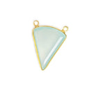 18x21.5mm Vermeil Bezel Sea Green Chalcedony Triangle Connector 1 piece - Beadsofcambay.com