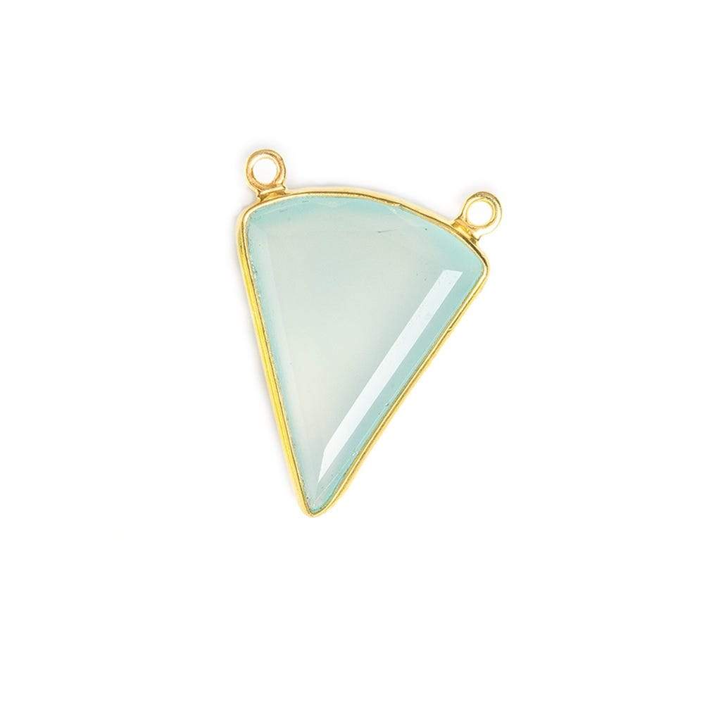 18x21.5mm Vermeil Bezel Sea Green Chalcedony Triangle Connector 1 piece - Beadsofcambay.com