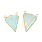 18x21.5mm Vermeil Bezel Sea Green Chalcedony Triangle Connector 1 piece - Beadsofcambay.com