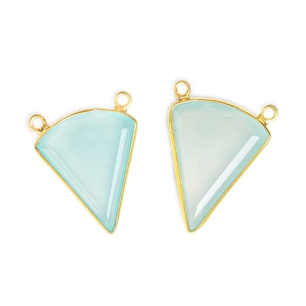 18x21.5mm Vermeil Bezel Sea Green Chalcedony Triangle Connector 1 piece - Beadsofcambay.com