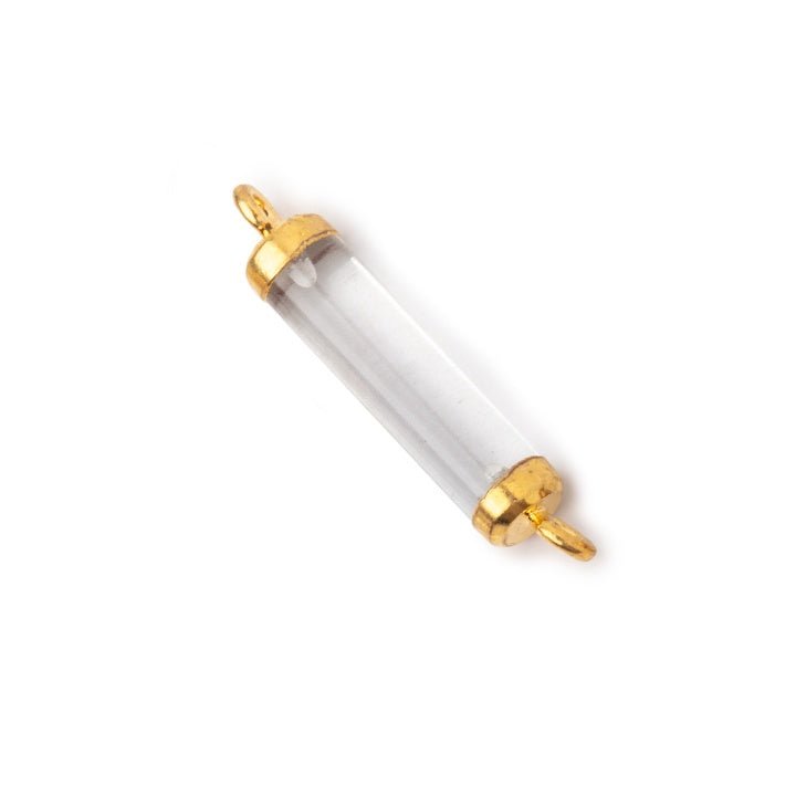 18x4mm Gold Leafed Crystal Quartz Tube Focal Connector 1 piece - Beadsofcambay.com