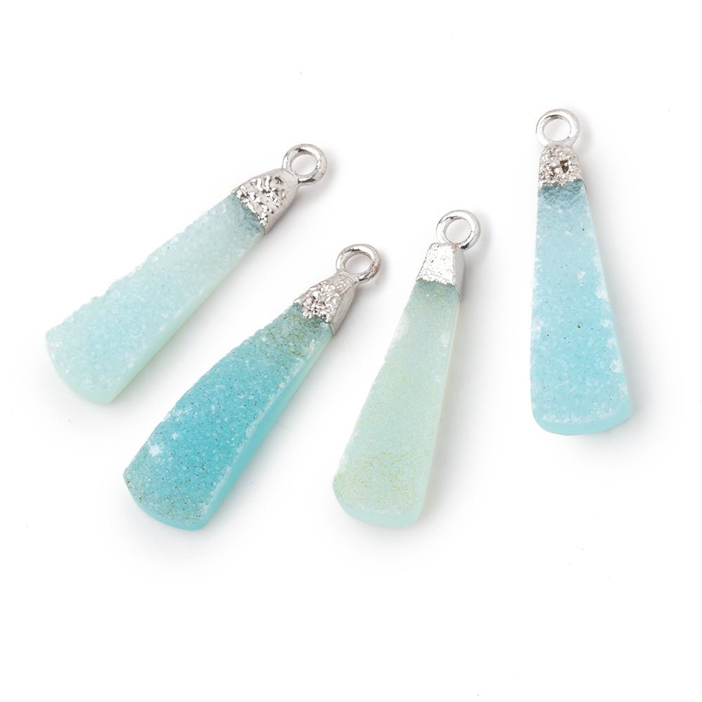 18x7-24x8mm Silver Leafed Seafoam Drusy Pear Pendant 1 focal piece - Beadsofcambay.com