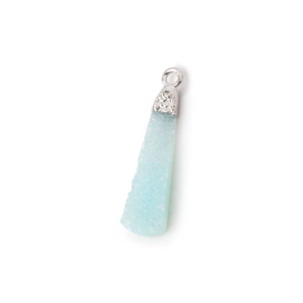 18x7-24x8mm Silver Leafed Seafoam Drusy Pear Pendant 1 focal piece - Beadsofcambay.com