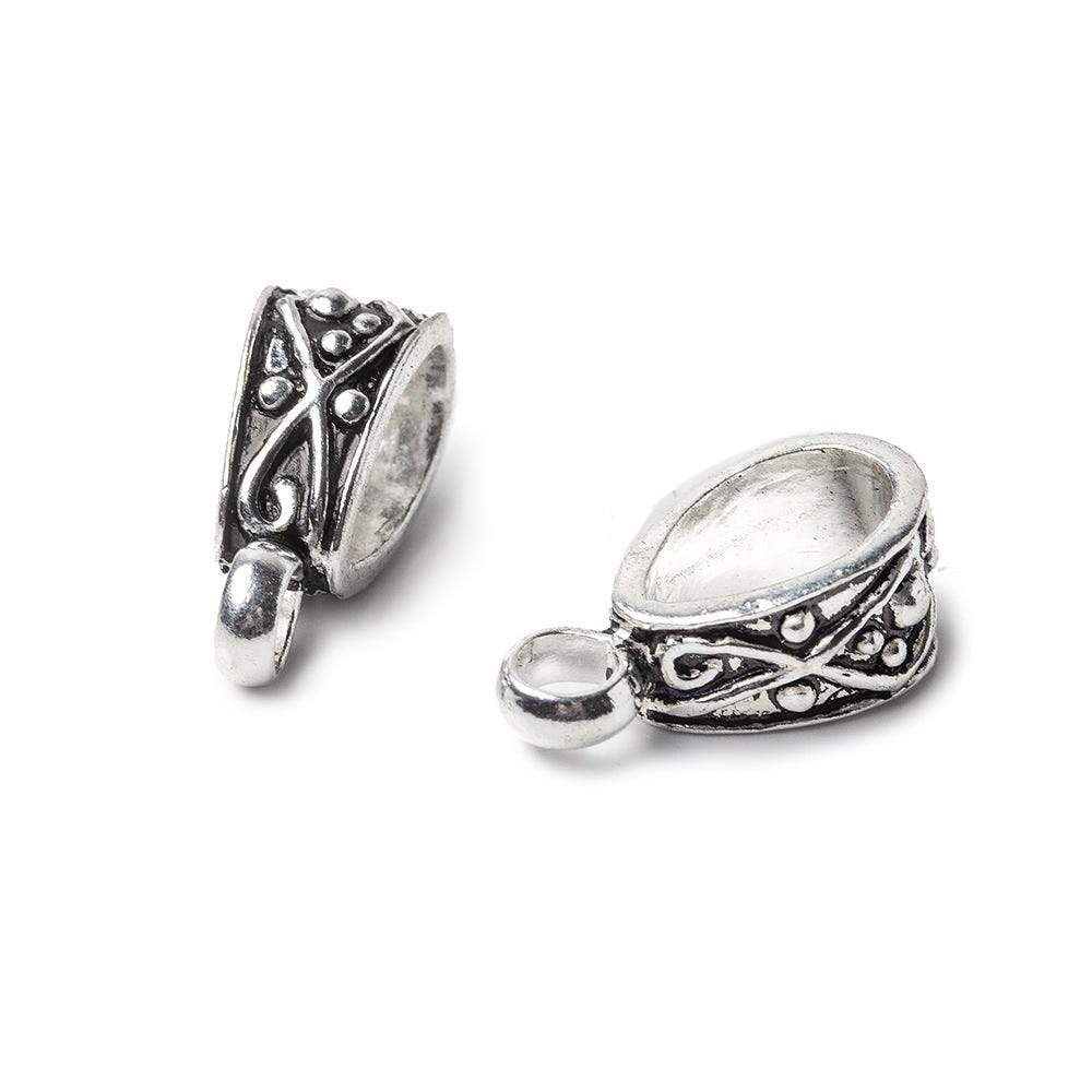 18x7.5mm Antiqued Sterling Silver Bail Crisscross Design 1 finding - Beadsofcambay.com
