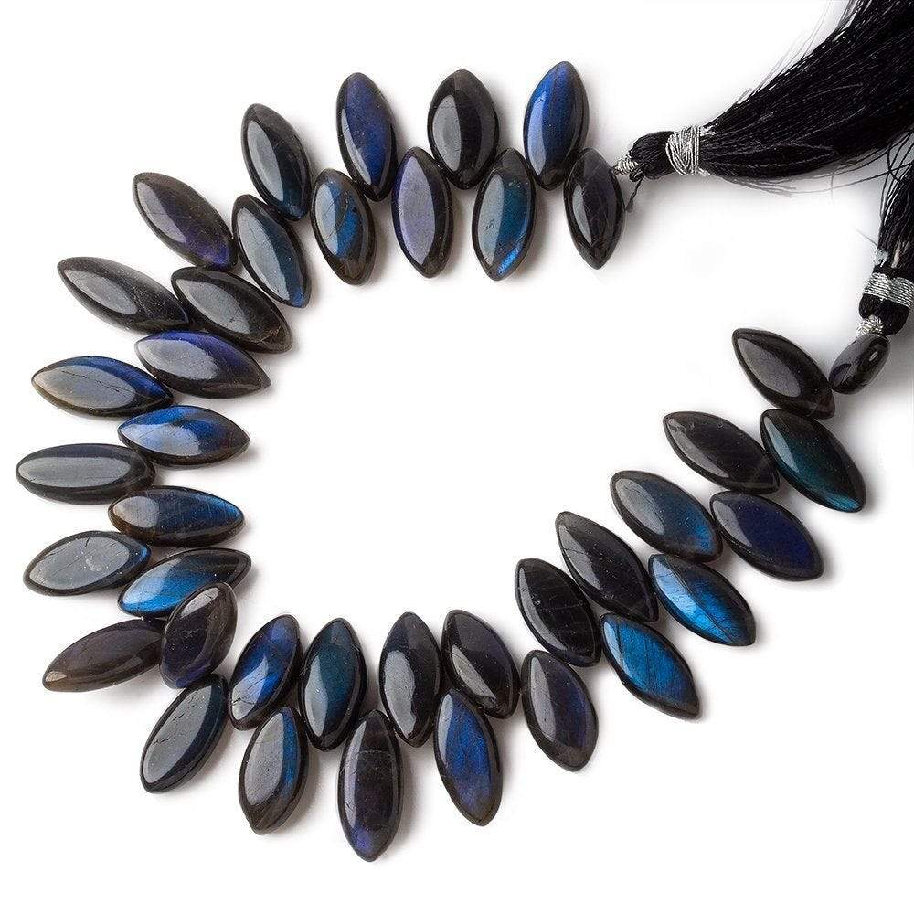 18x8-17x7mm Black Labradorite Top Drilled Plain Marquise Beads 8 inch 40 pieces A - Beadsofcambay.com