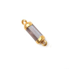 18x8mm Gold Leafed Chocolate Moonstone faceted barrel tube Connector 1 piece - Beadsofcambay.com