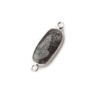 18x8mm Silver .925 Bezeled Celestial Quartz elongated oval Connector 1 focal bead - Beadsofcambay.com