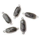 18x8mm Silver .925 Bezeled Celestial Quartz elongated oval Connector 1 focal bead - Beadsofcambay.com