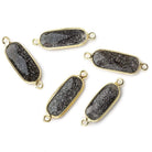 18x8mm Vermeil Bezeled Celestial Quartz elongated oval Connector 1 focal bead - Beadsofcambay.com