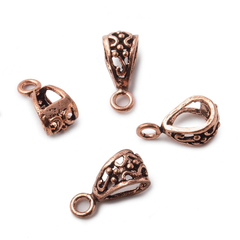 18x8x8mm Copper Bail Scroll Design Set of 4 - Beadsofcambay.com