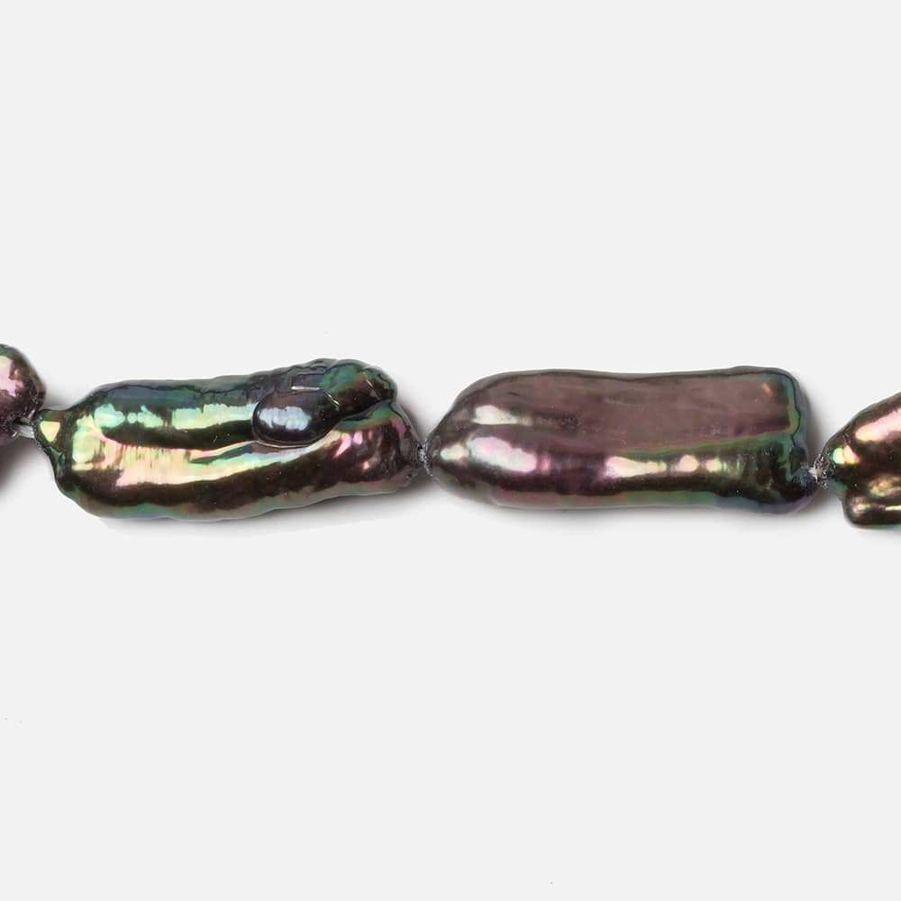 18x9-27x8mm Peacock Straight Drill Biwa Freshwater Pearl 16 inch 14 pcs - Beadsofcambay.com