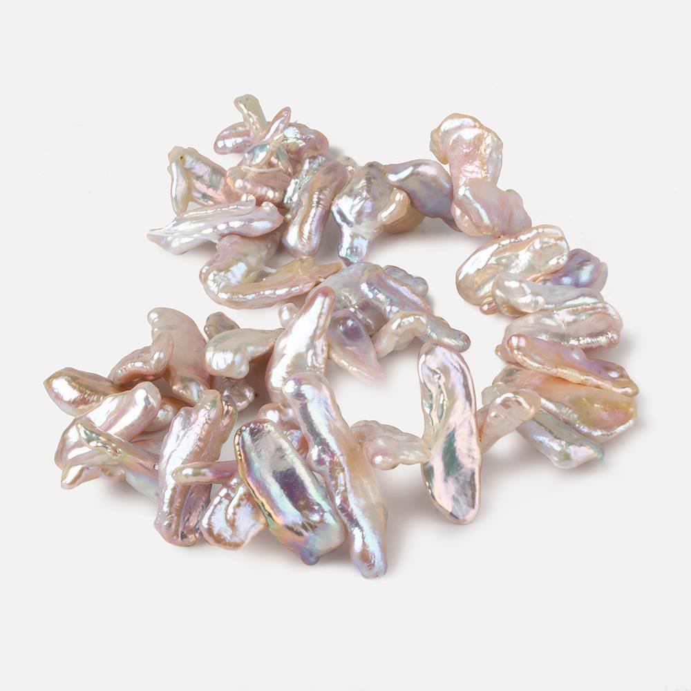 18x9-35x11mm Tri Color Side Drilled Biwa Freshwater Pearls 15 inch 44 pcs AA - Beadsofcambay.com