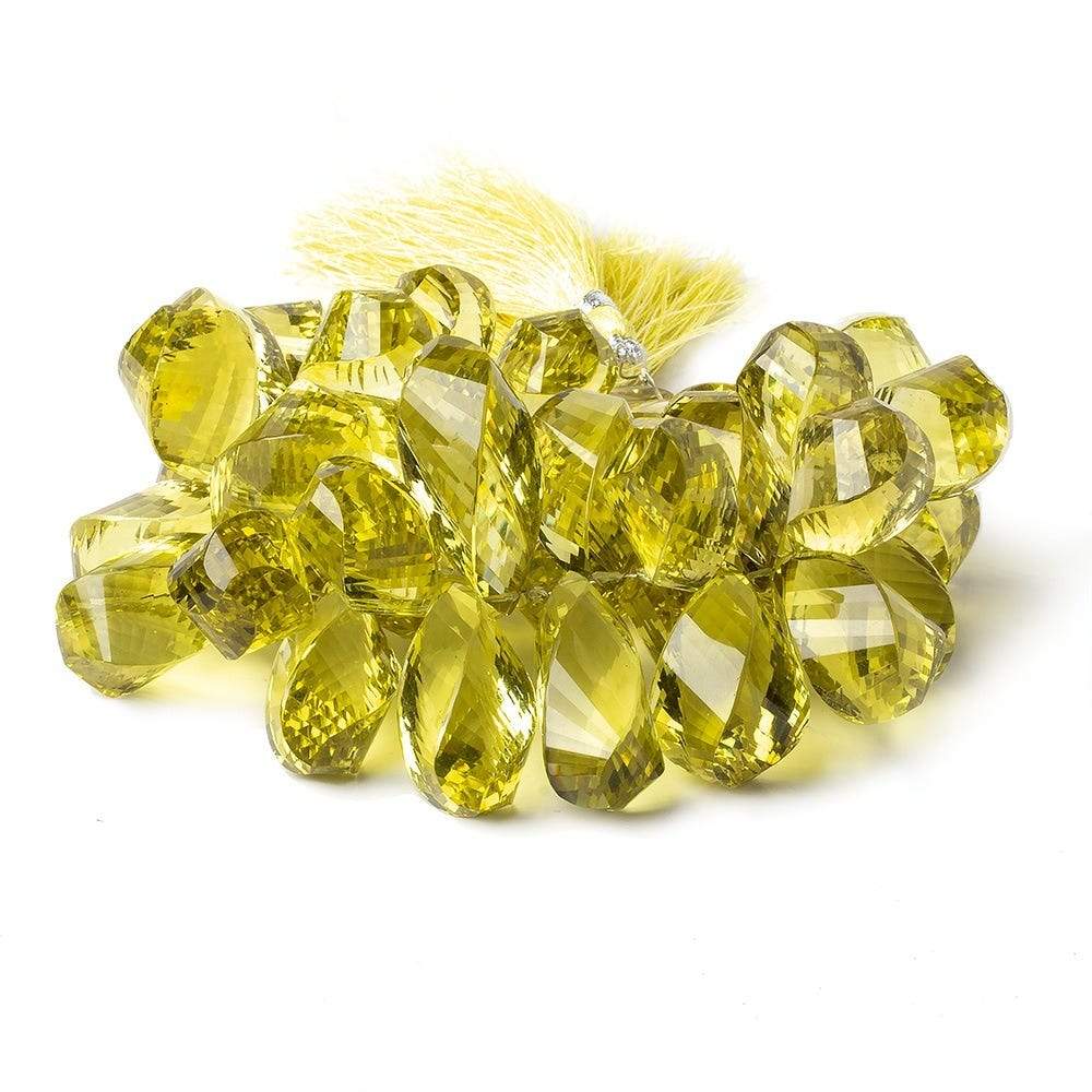 18x9mm-28x12mm Lemon Quartz Faceted Twist Beads 7 inch 42 pieces - Beadsofcambay.com