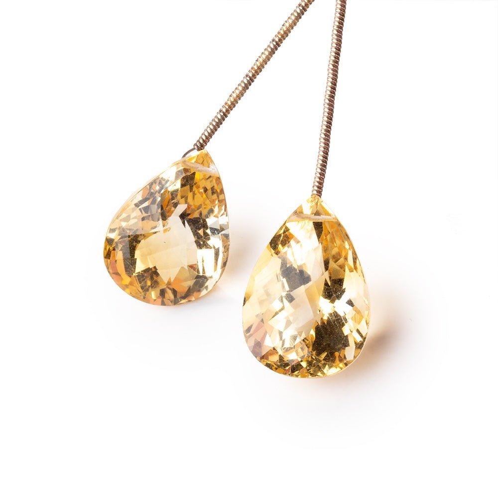 19-20mm Citrine Faceted Pear Focal Set of 2 Beads - Beadsofcambay.com