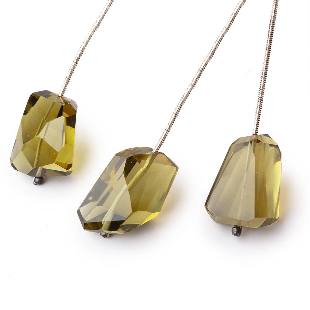 19-20mm Olive Green Quartz Faceted Nugget 1 Focal Bead - Beadsofcambay.com