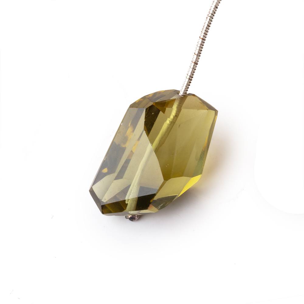 19-20mm Olive Green Quartz Faceted Nugget 1 Focal Bead - Beadsofcambay.com