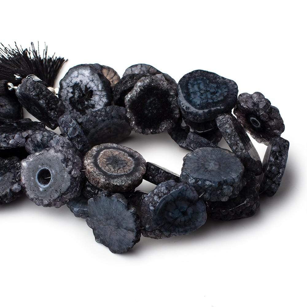 19-21mm Blue Black Solar Quartz Straight Drilled Slice Beads 8 inch 10 pieces - Beadsofcambay.com