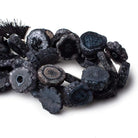 19-21mm Blue Black Solar Quartz Straight Drilled Slice Beads 8 inch 10 pieces - Beadsofcambay.com