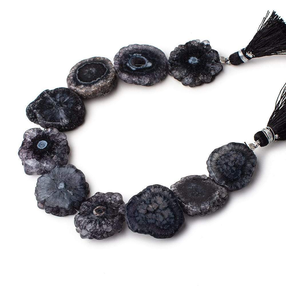 19-21mm Blue Black Solar Quartz Straight Drilled Slice Beads 8 inch 10 pieces - Beadsofcambay.com