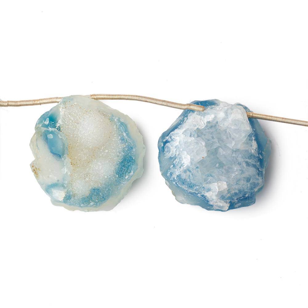 19-23mm Polar Ice Blue Agate Hammer Faceted Drusy Coin Beads 7 pieces - Beadsofcambay.com