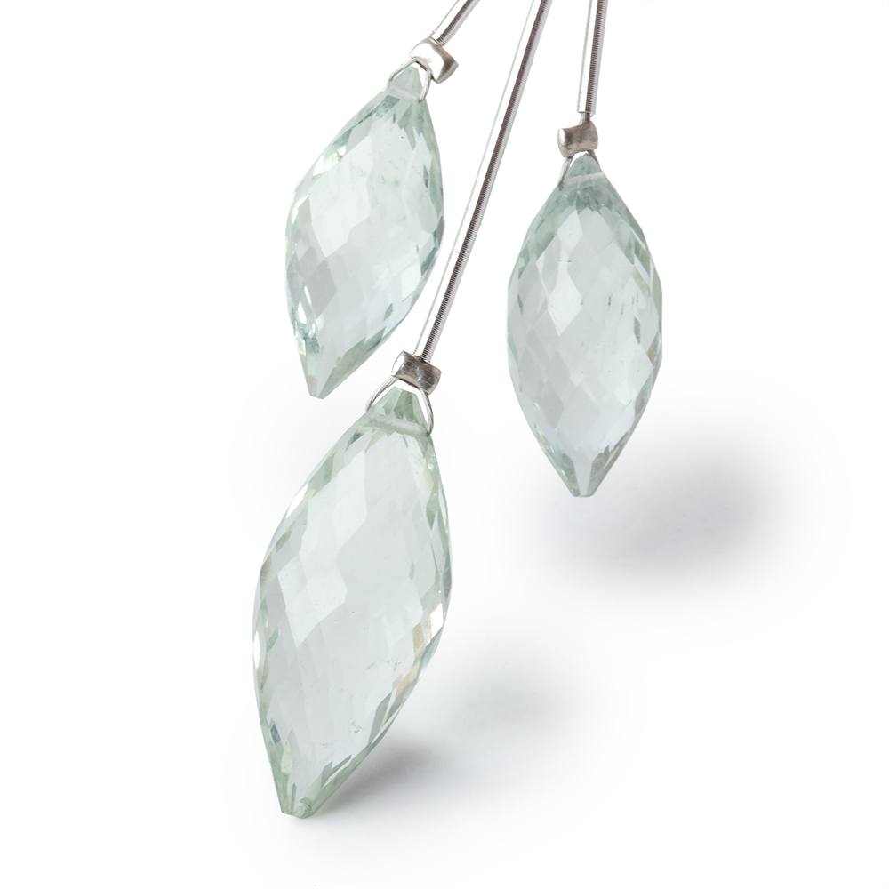 19-23mm Prasiolite Faceted Marquise Set of 3 Focal Beads - Beadsofcambay.com
