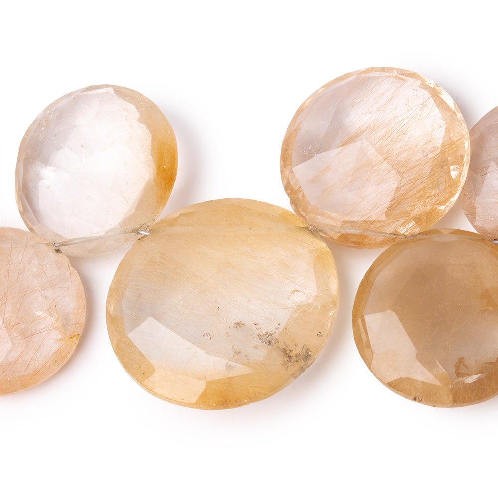19-29mm Rutilated Quartz Top Drill Faceted Coin Beads 7 inch 15 pieces - Beadsofcambay.com