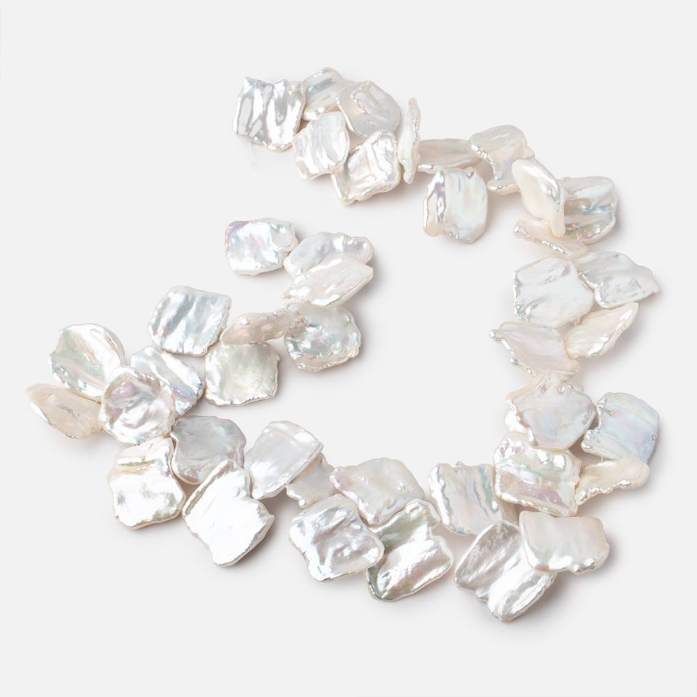 19-29mm White Top Drill Ultra Keshi Freshwater Pearls 17 inch 42 Beads AAA - Beadsofcambay.com