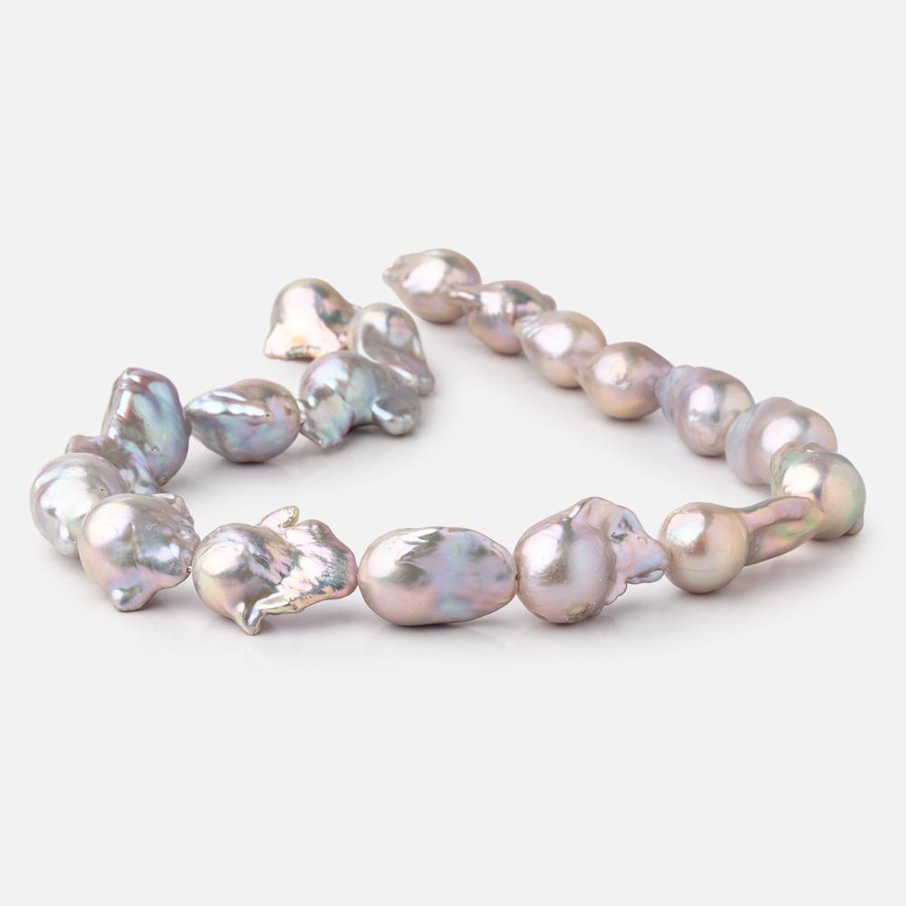 19-32mm Lilac Silver Ultra Baroque Freshwater Pearls 16.5 inch 18 Beads AA - Beadsofcambay.com